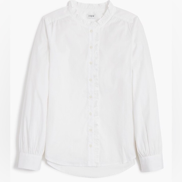 J.Crew White Ruffle Trim Button-Up Blouse - Picture 1 of 5